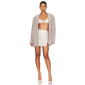 LAMARQUE Pati Rhinestone Mini Skirt in Silver XSmall New Womens Faux Leather